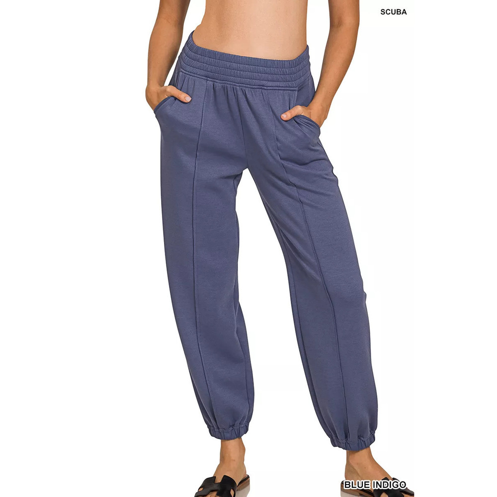 Zenana Scuba Elastic Waist Joggers with Pockets